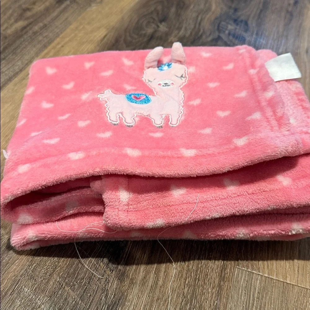 HTF le bebe FAVORITE Pink Llama/Alpaca Heart Baby Blanket/Lovey